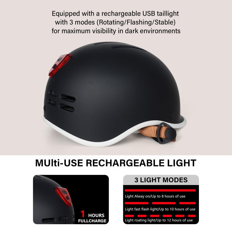 Exclusky Bike Helmet for Adults Adjustable Cycling Helmet for Men & Women Safety Certified Bicycle Helmet for Commuting  Road Biking  Skating with USB Rechargeable Rear Light - Image 2